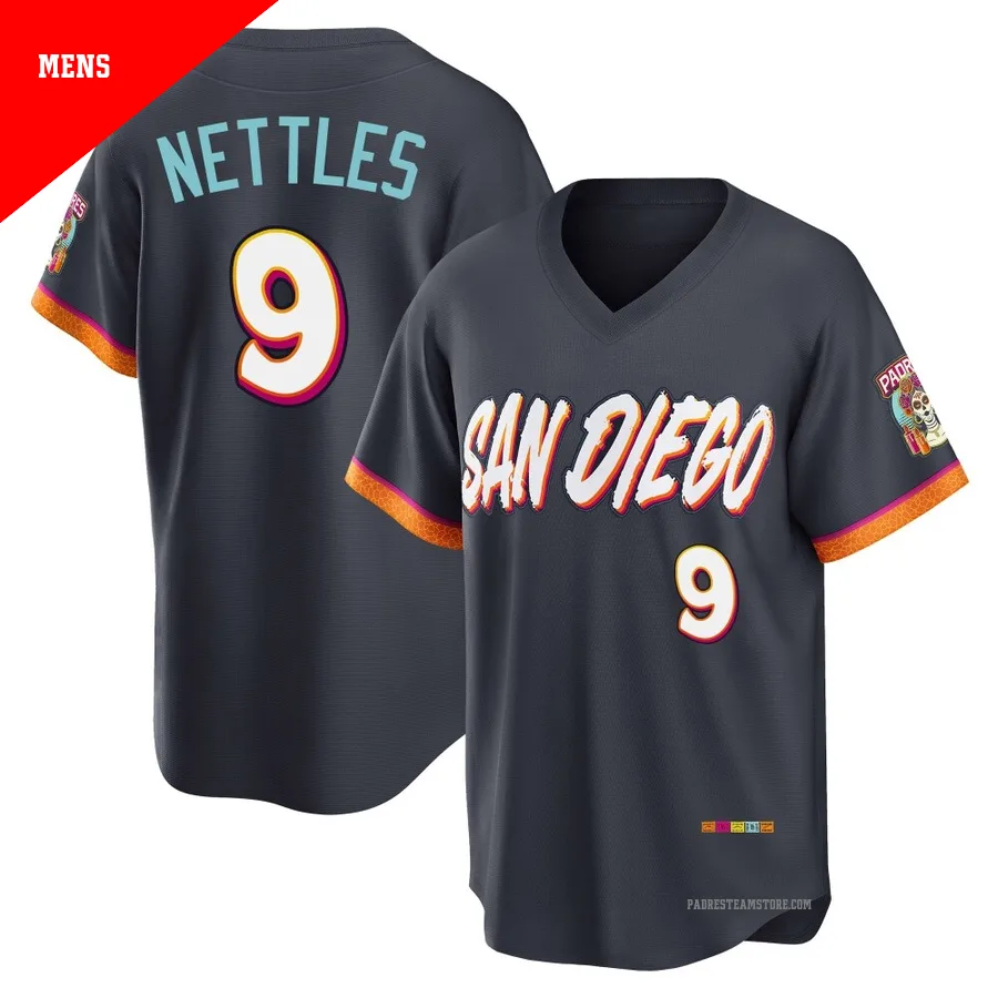 Men's San Diego Padres ＃9 Graig Nettles Limited Obsidian 2026 City Connect Stadium Jersey