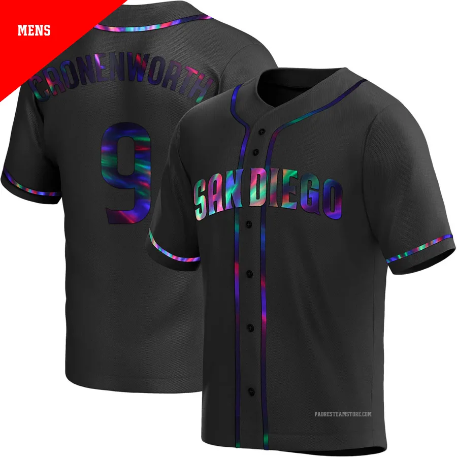 Men's San Diego Padres ＃9 Jake Cronenworth Black Replica Holographic Alternate Jersey