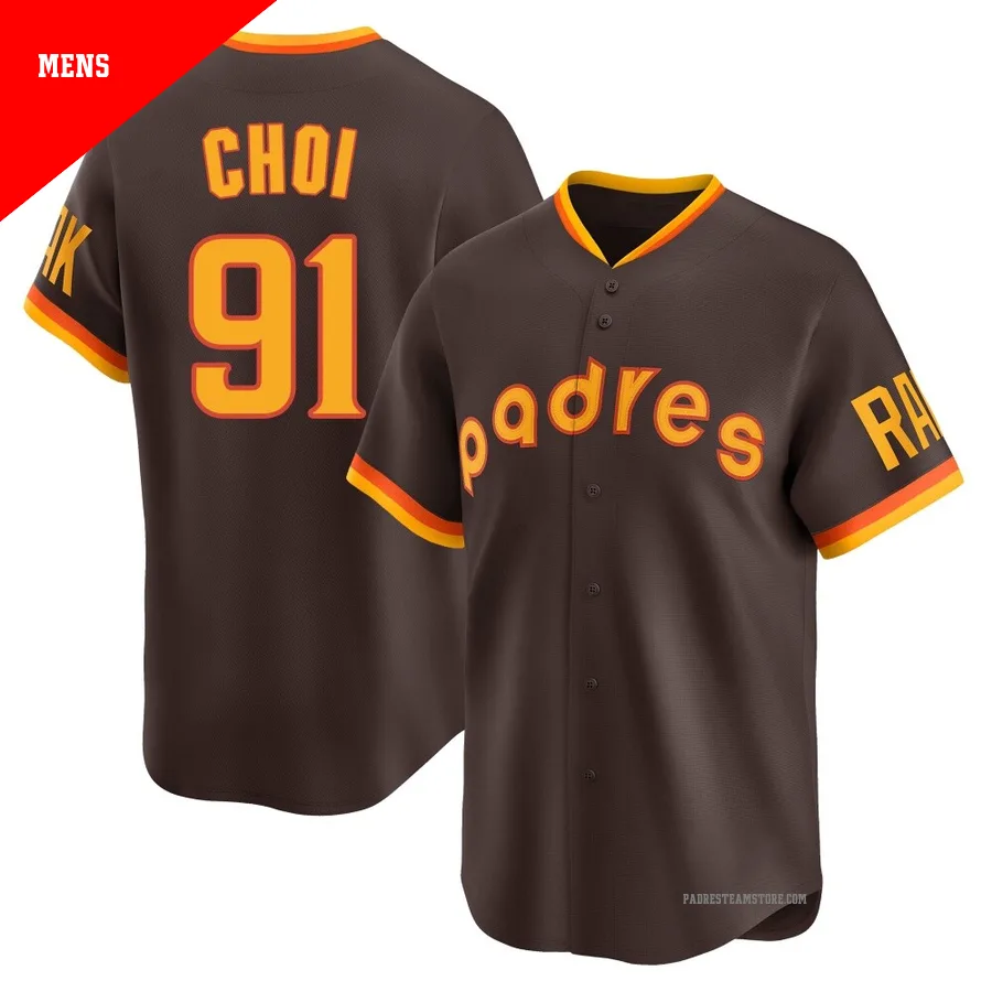 Men's San Diego Padres ＃91 Ji Man Choi Brown Limited Cooperstown Collection Jersey