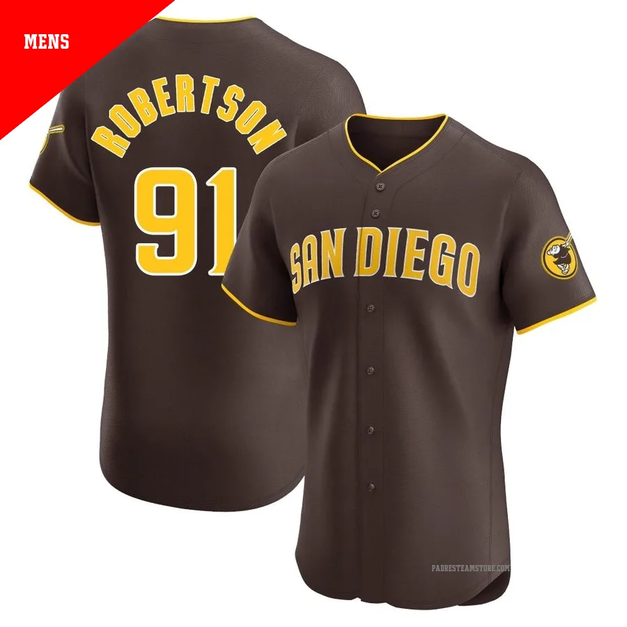 Men's San Diego Padres ＃91 Tyler Robertson Brown Elite Road Vapor Premier Jersey