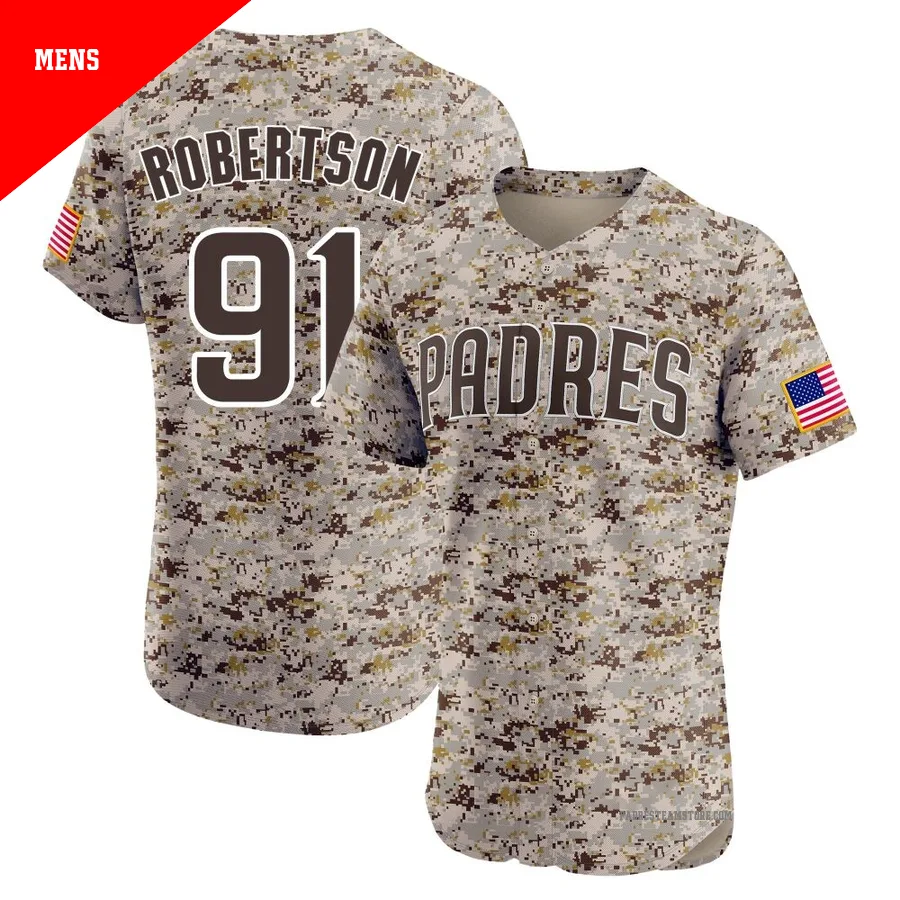 Men's San Diego Padres ＃91 Tyler Robertson Camo Elite Alternate Vapor Premier Jersey