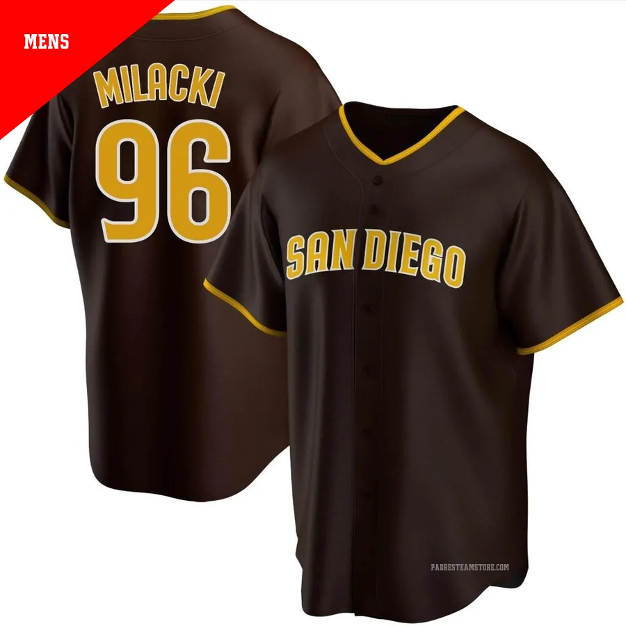 Men's San Diego Padres ＃96 Bobby Milacki Brown Replica Road Jersey