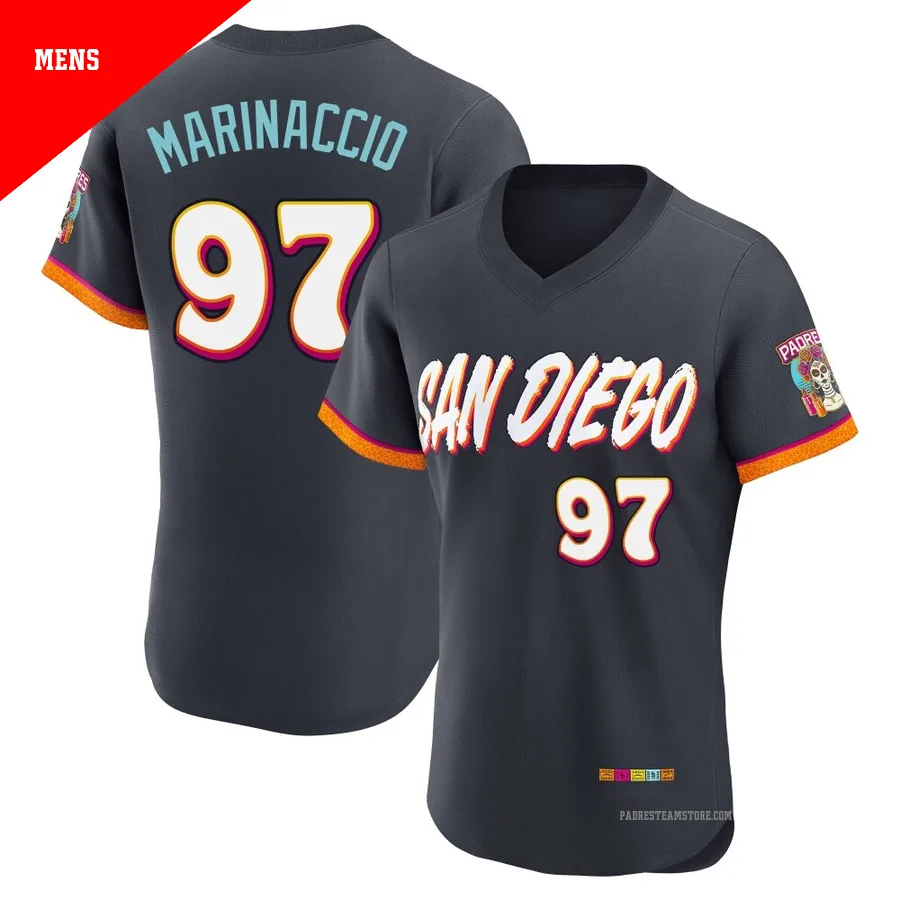 Men's San Diego Padres ＃97 Ron Marinaccio Authentic Obsidian 2026 City Connect Stadium Jersey