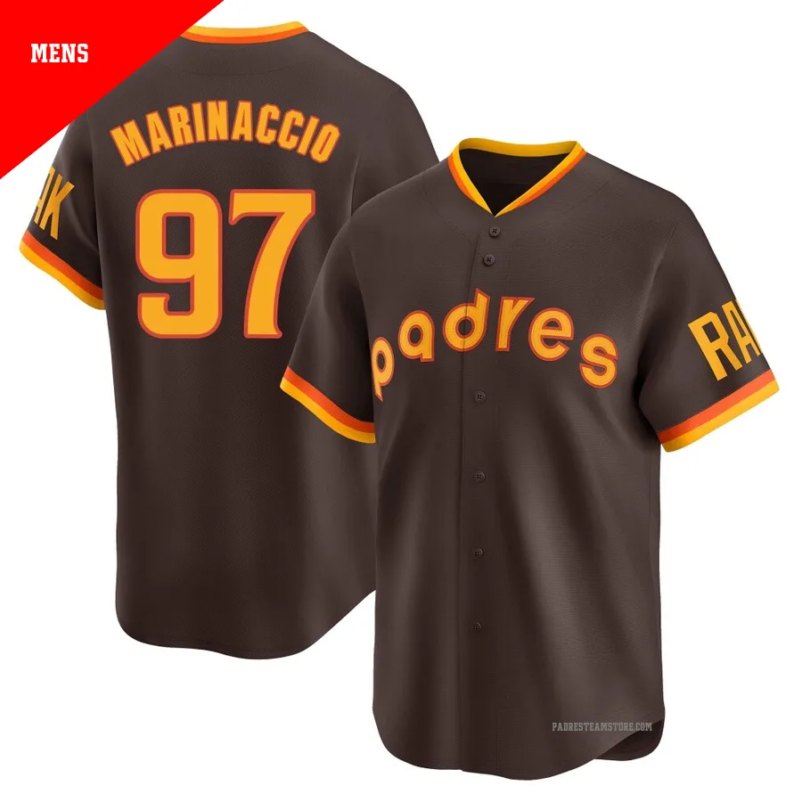 Men's San Diego Padres ＃97 Ron Marinaccio Brown Limited Cooperstown Collection Jersey