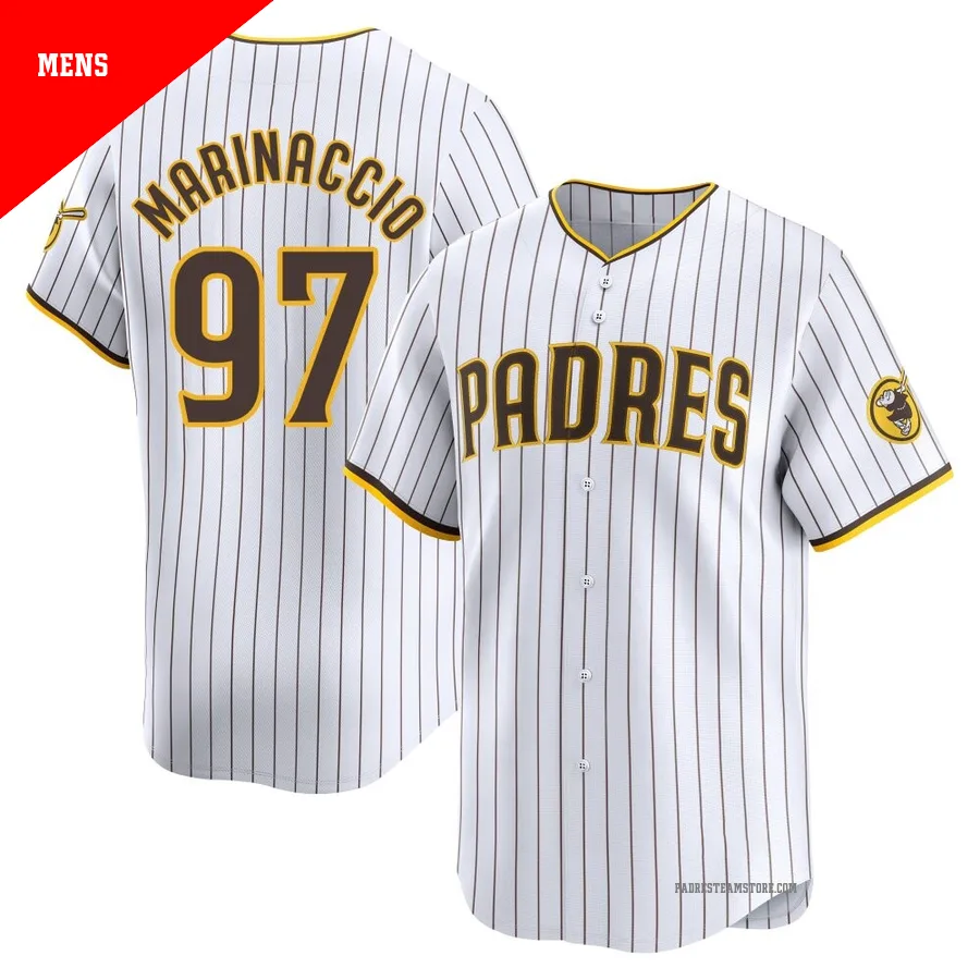 Men's San Diego Padres ＃97 Ron Marinaccio White Limited Home Jersey
