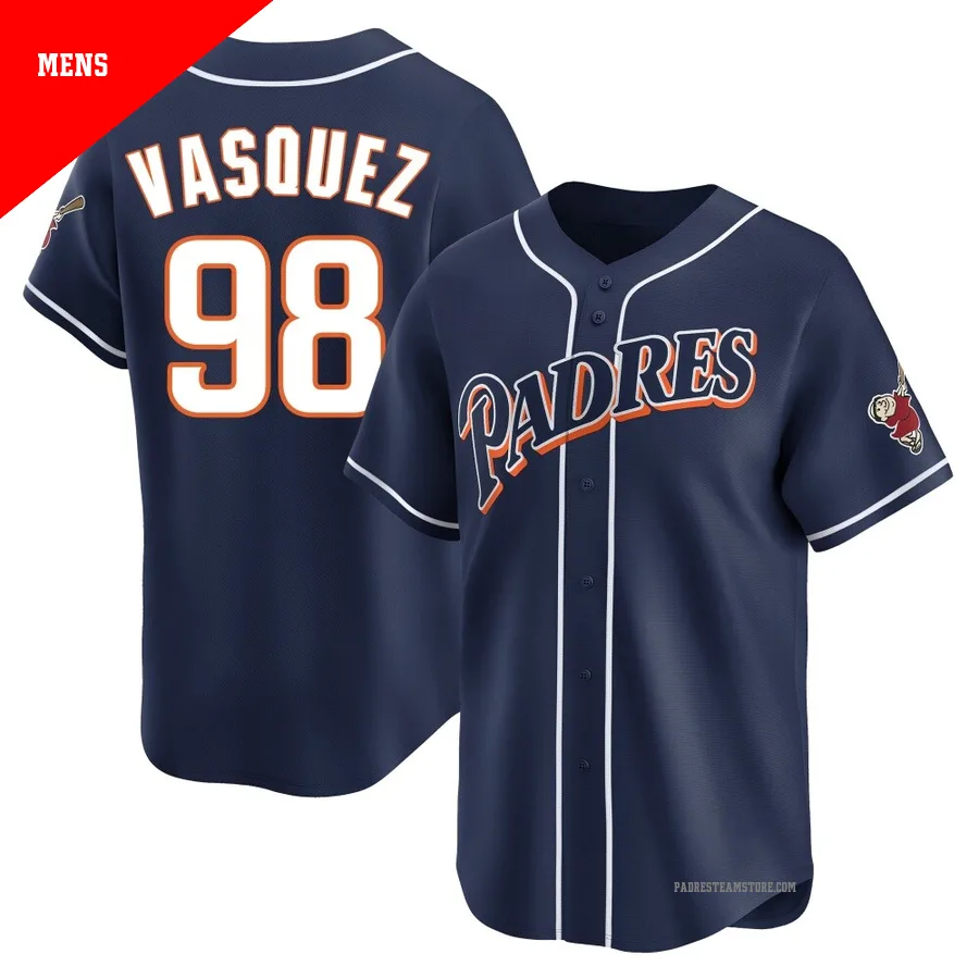 Men's San Diego Padres ＃98 Randy Vasquez Navy Limited Cooperstown Collection Jersey