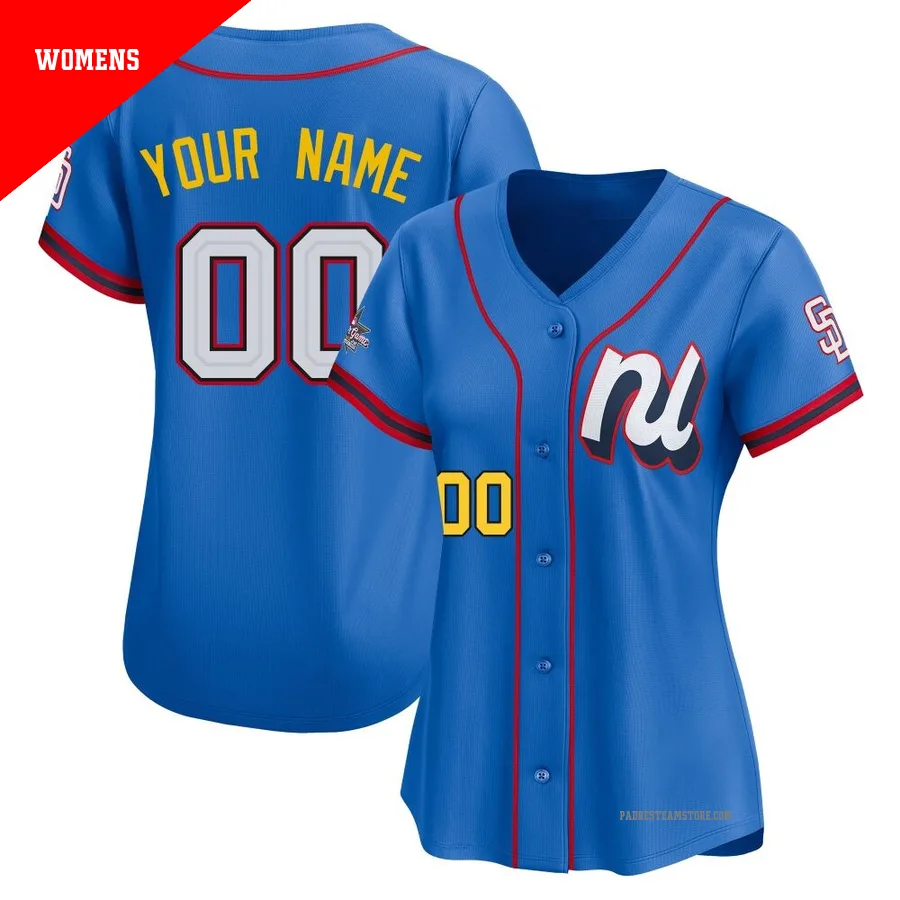 Women's San Diego Padres ＃00 Custom Blue Limited National League 2025 All-Star Edition Jersey