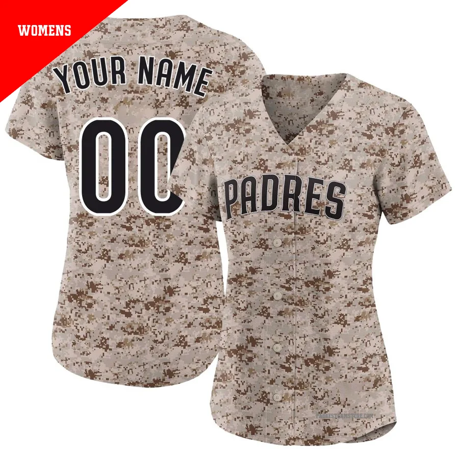Women's San Diego Padres ＃00 Custom Camo Limited 2nd Alternate Jersey