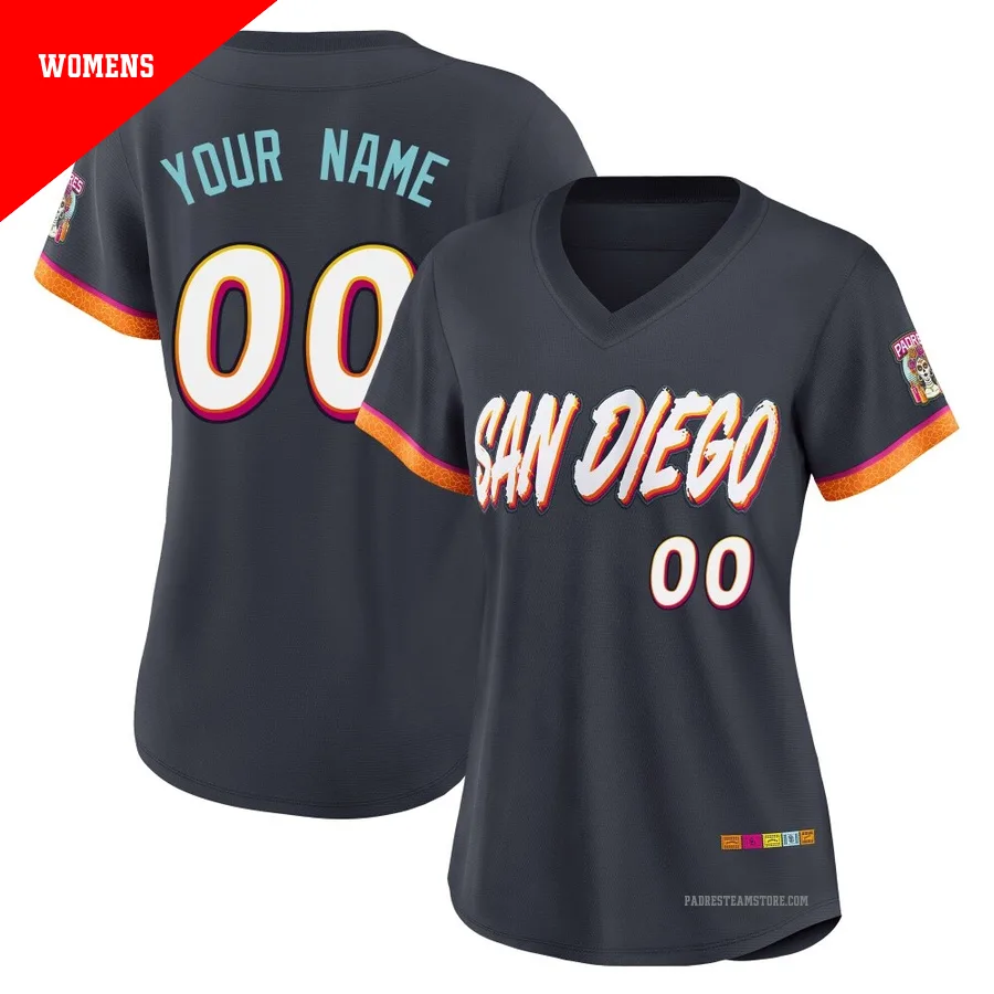 Women's San Diego Padres ＃00 Custom Limited Obsidian 2026 City Connect Stadium Jersey