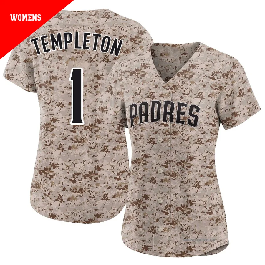 Women's San Diego Padres ＃1 Garry Templeton Camo Limited 2nd Alternate Jersey