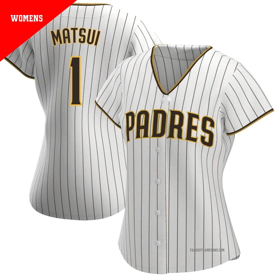 Women's San Diego Padres ＃1 Yuki Matsui White/Brown Replica Home Jersey