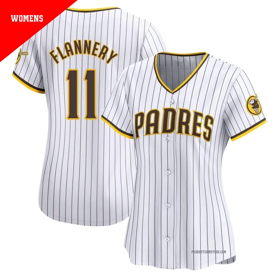 Women's San Diego Padres ＃11 Tim Flannery White Limited Home Jersey