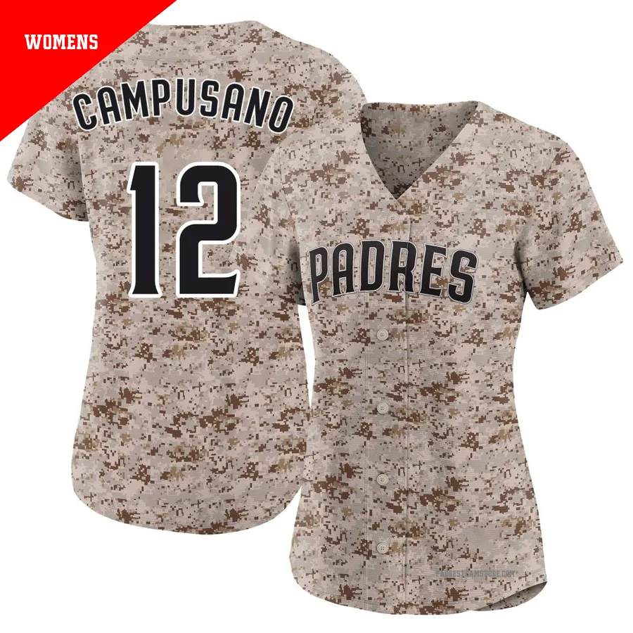 Women's San Diego Padres ＃12 Luis Campusano Camo Limited 2nd Alternate Jersey