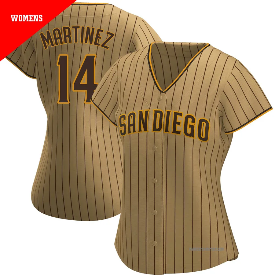 Women's San Diego Padres ＃14 Carmelo Martinez Tan/Brown Replica Alternate Jersey