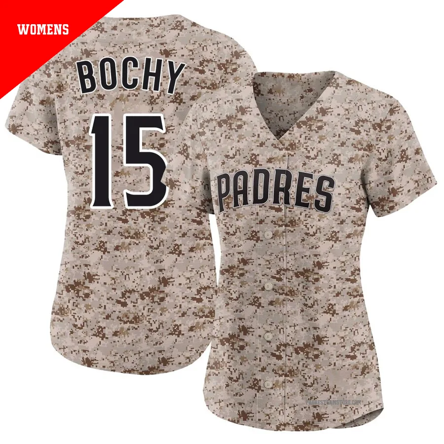 Women's San Diego Padres ＃15 Bruce Bochy Camo Limited 2nd Alternate Jersey