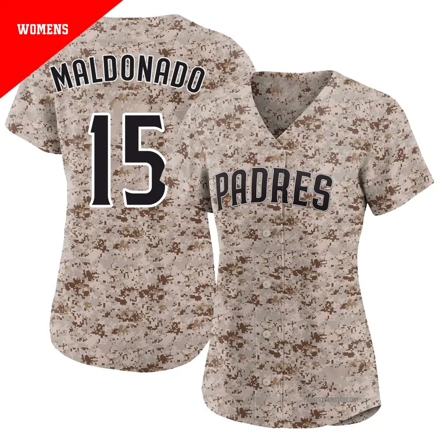 Women's San Diego Padres ＃15 Martin Maldonado Camo Limited 2nd Alternate Jersey