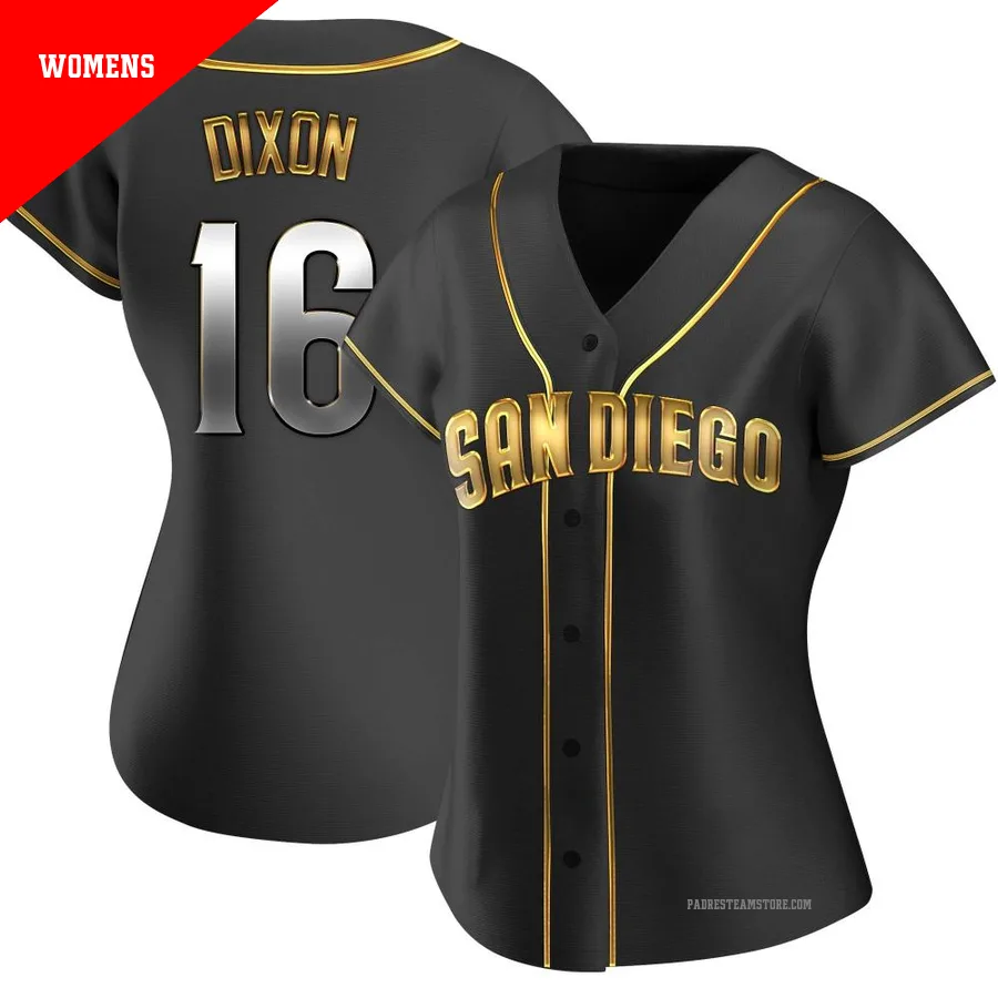 Women's San Diego Padres ＃16 Brandon Dixon Gold Replica Black en Alternate Jersey