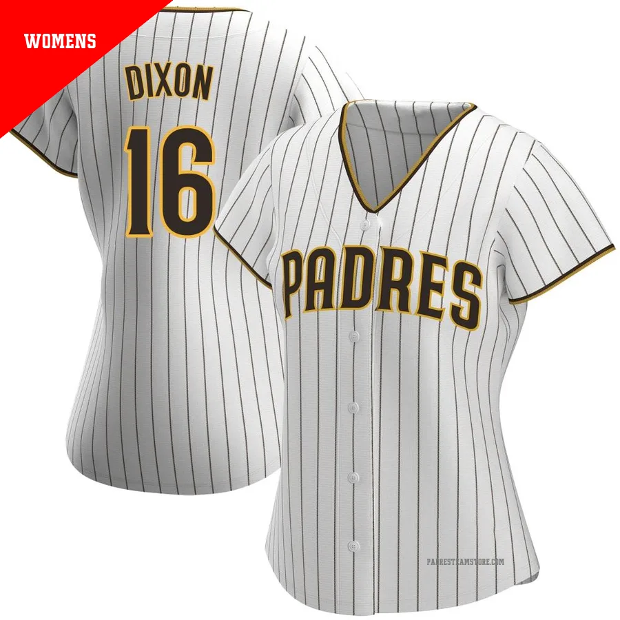 Women's San Diego Padres ＃16 Brandon Dixon White/Brown Replica Home Jersey