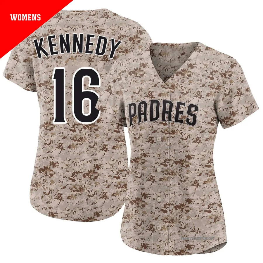 Women's San Diego Padres ＃16 Terry Kennedy Camo Limited 2nd Alternate Jersey