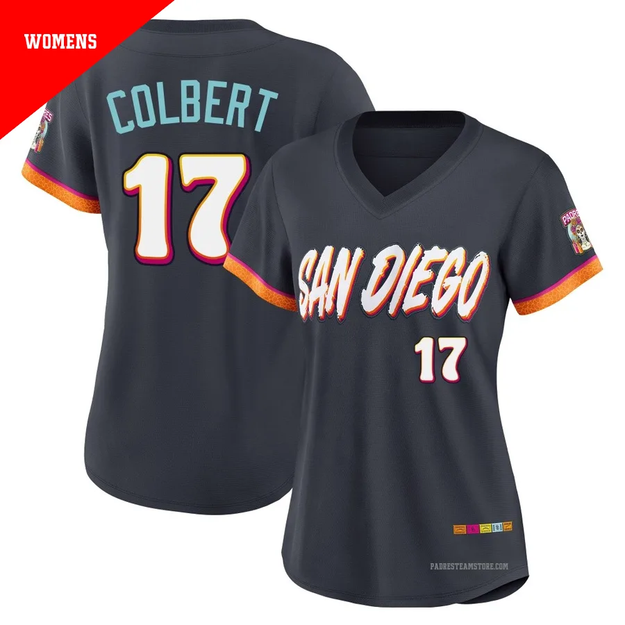 Women's San Diego Padres ＃17 Nate Colbert Limited Obsidian 2026 City Connect Stadium Jersey