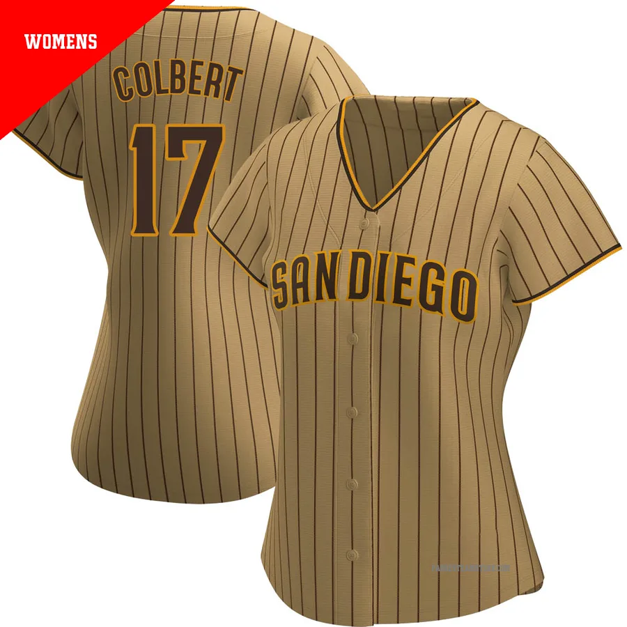 Women's San Diego Padres ＃17 Nate Colbert Tan/Brown Replica Alternate Jersey