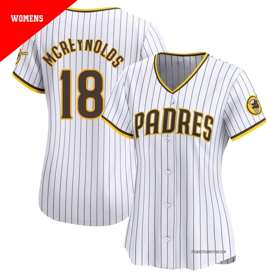 Women's San Diego Padres ＃18 Kevin Mcreynolds White Limited Home Jersey