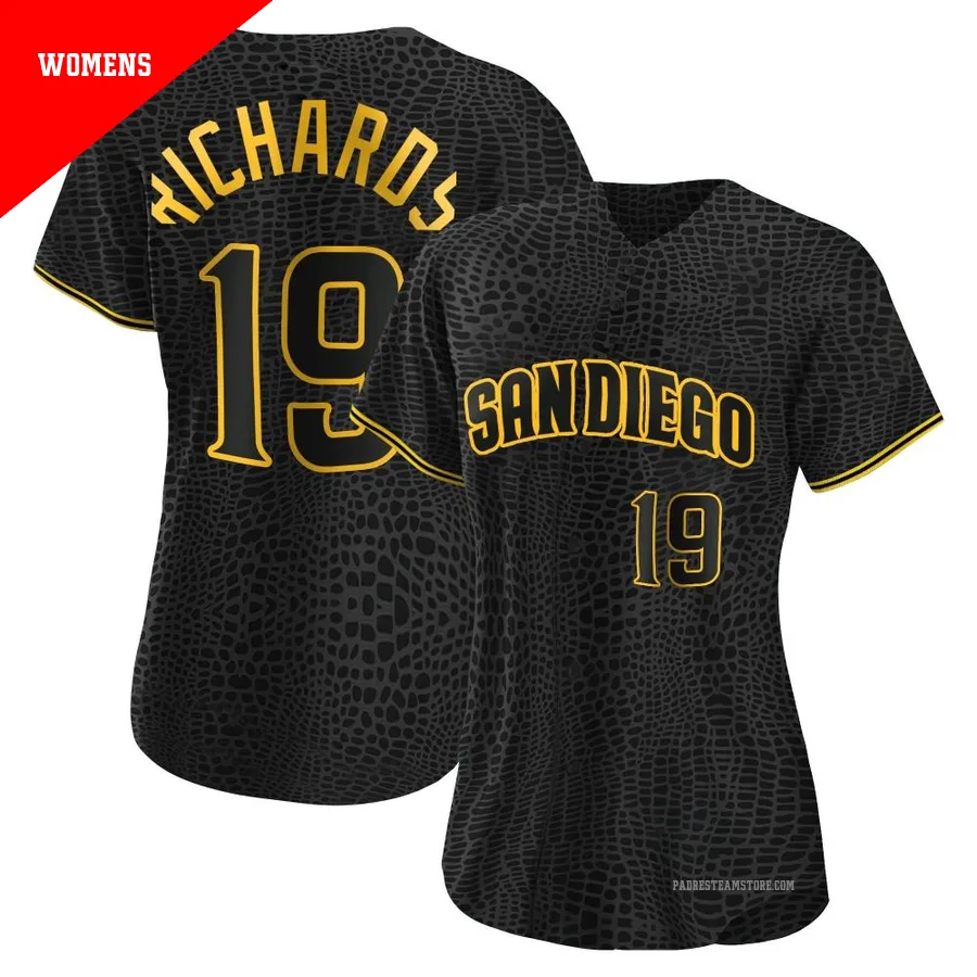 Women's San Diego Padres ＃19 Gene Richards Black Authentic Snake Skin City Jersey