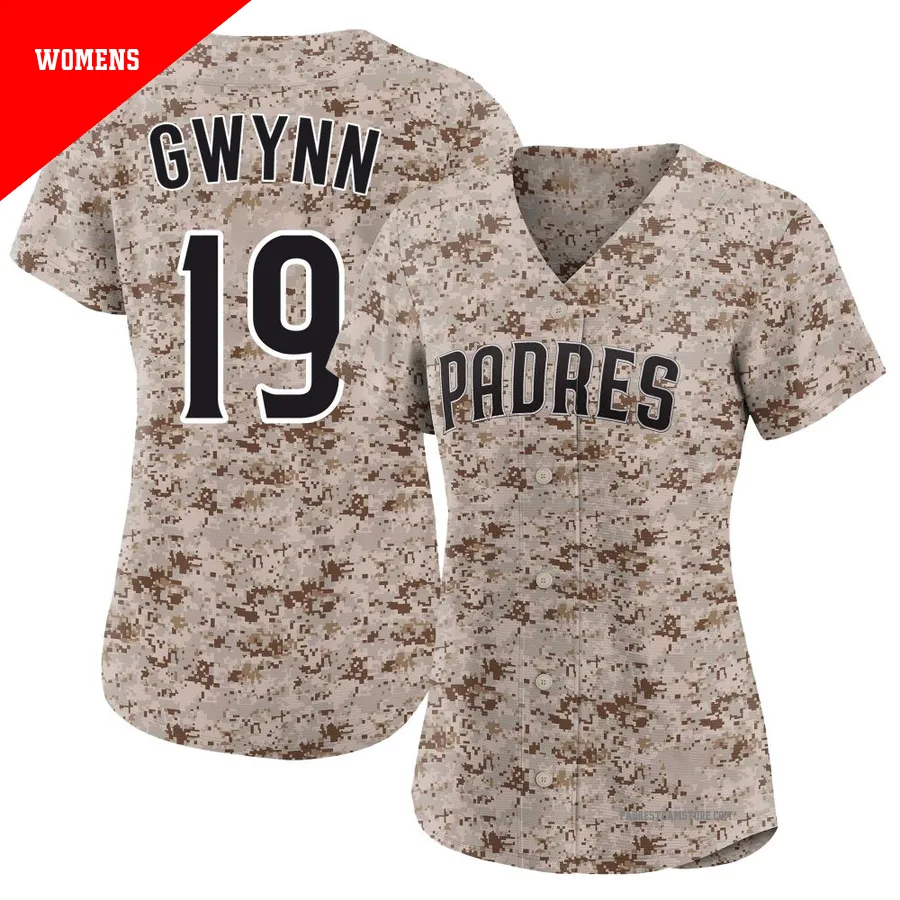 Women's San Diego Padres ＃19 Tony Gwynn Camo Limited 2nd Alternate Jersey