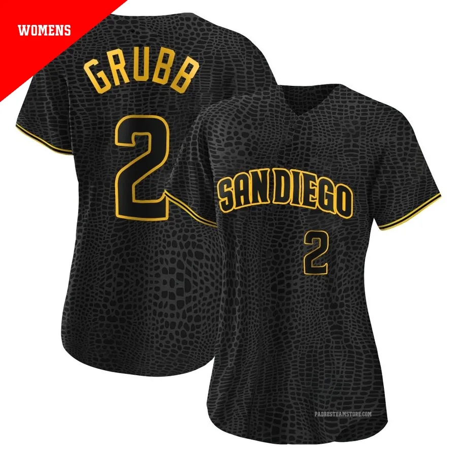 Women's San Diego Padres ＃2 Johnny Grubb Black Authentic Snake Skin City Jersey