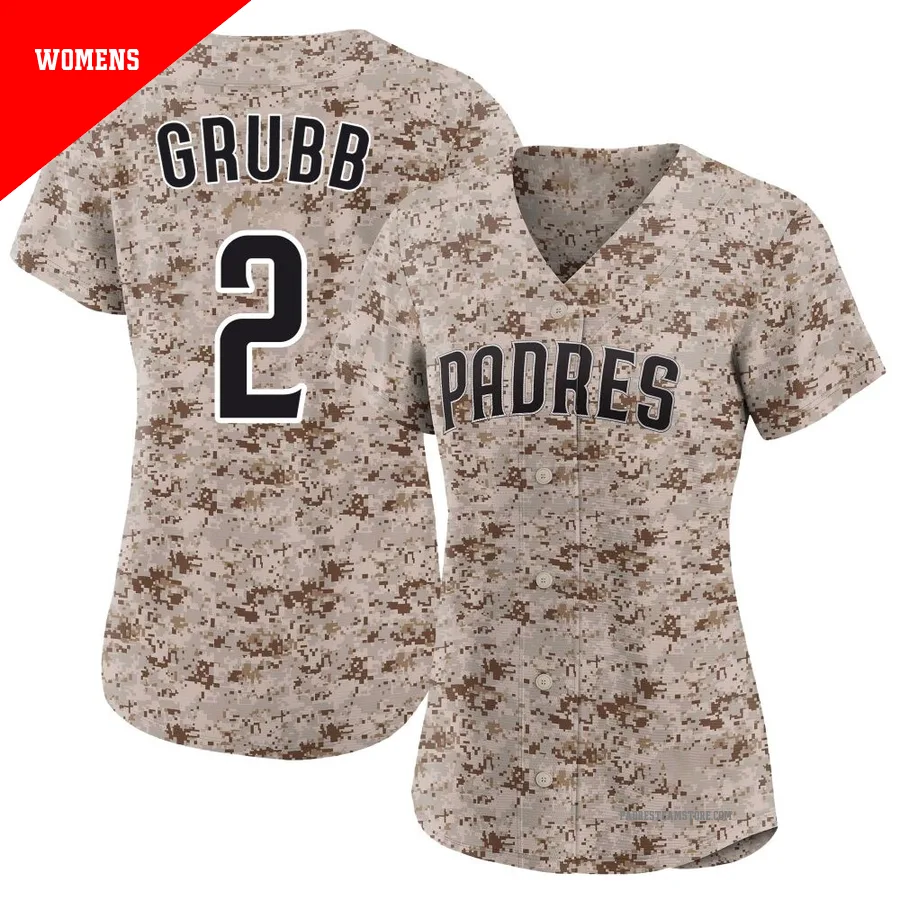 Women's San Diego Padres ＃2 Johnny Grubb Camo Limited 2nd Alternate Jersey