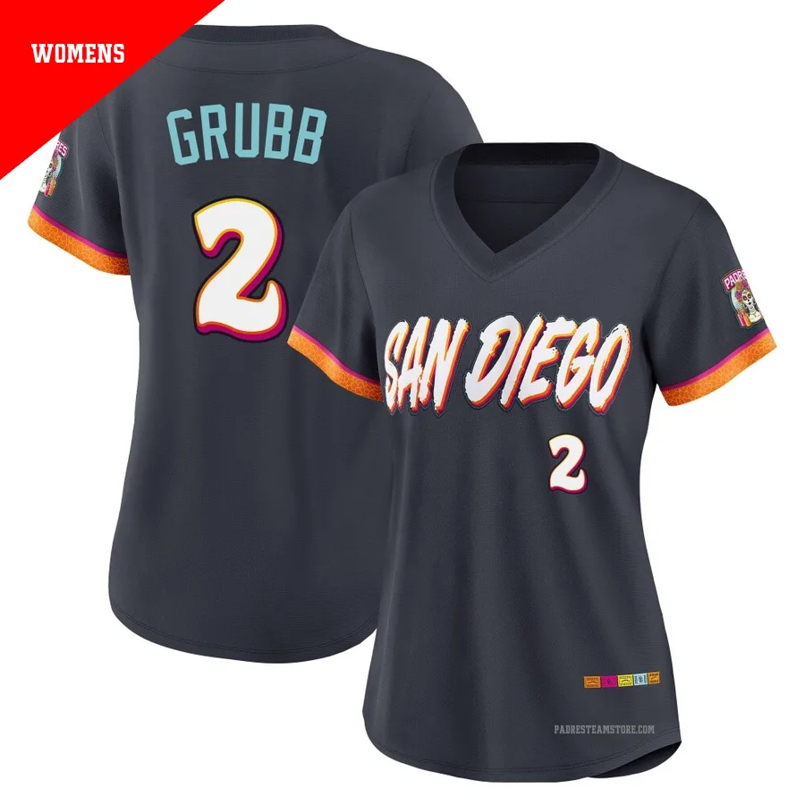 Women's San Diego Padres ＃2 Johnny Grubb Limited Obsidian 2026 City Connect Stadium Jersey