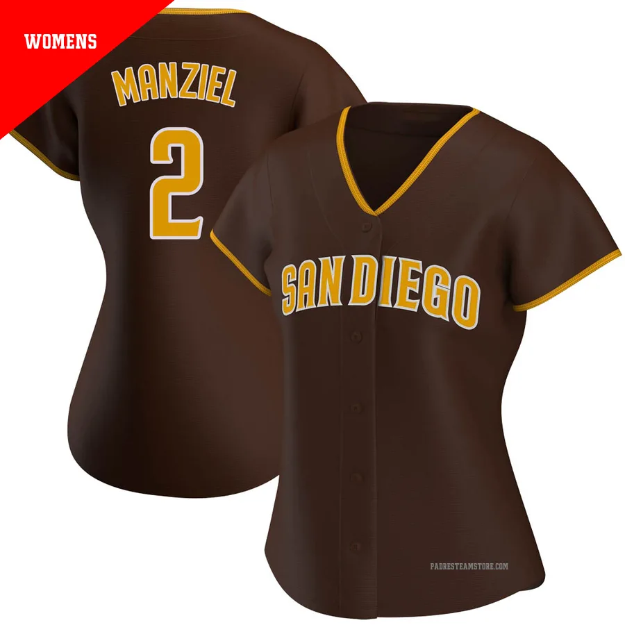 Women's San Diego Padres ＃2 Johnny Manziel Brown Authentic Road Jersey