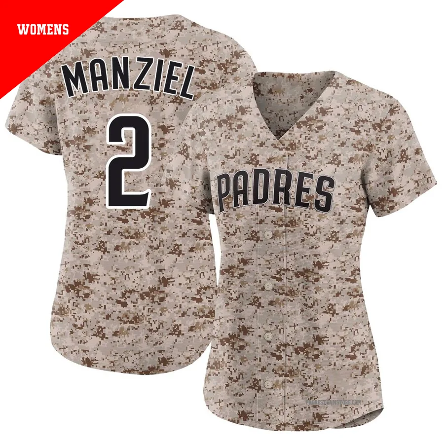 Women's San Diego Padres ＃2 Johnny Manziel Camo Limited 2nd Alternate Jersey