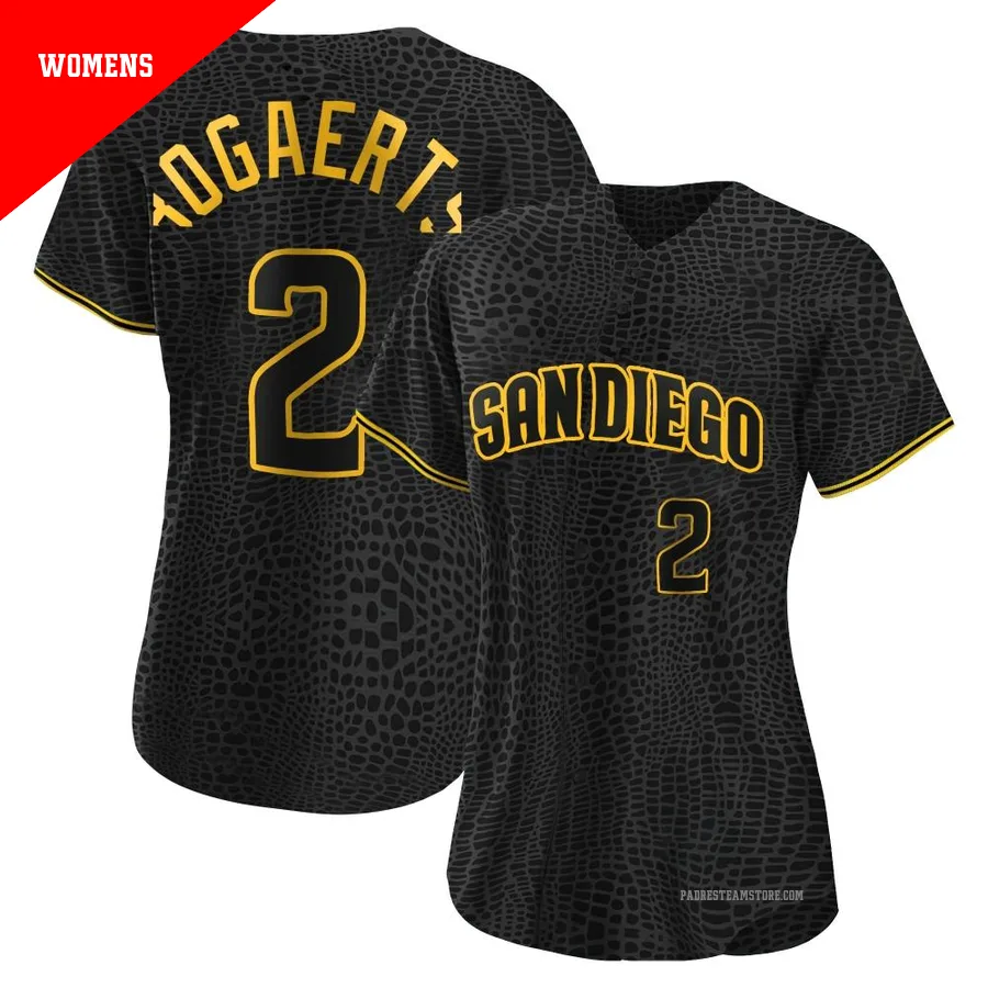 Women's San Diego Padres ＃2 Xander Bogaerts Black Authentic Snake Skin City Jersey