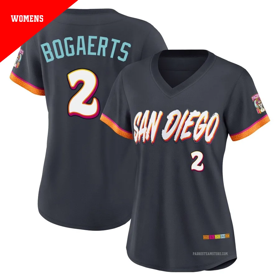 Women's San Diego Padres ＃2 Xander Bogaerts Limited Obsidian 2026 City Connect Stadium Jersey