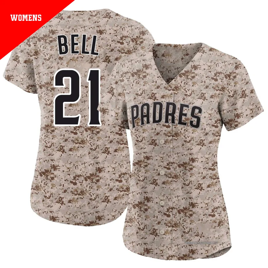 Women's San Diego Padres ＃21 Heath Bell Camo Limited 2nd Alternate Jersey