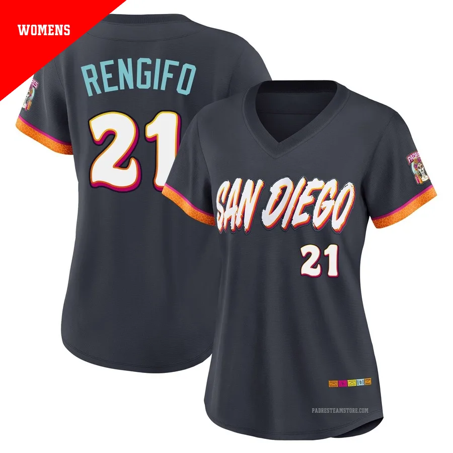 Women's San Diego Padres ＃21 Luis Rengifo Limited Obsidian 2026 City Connect Stadium Jersey