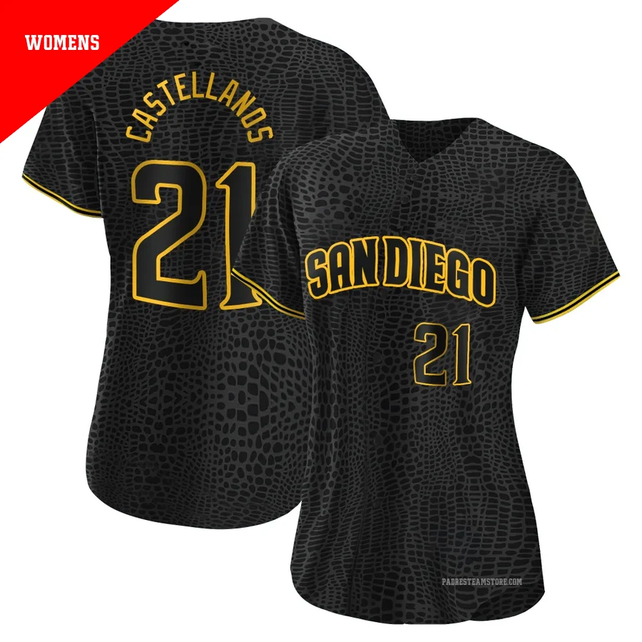 Women's San Diego Padres ＃21 Nick Castellanos Black Authentic Snake Skin City Jersey