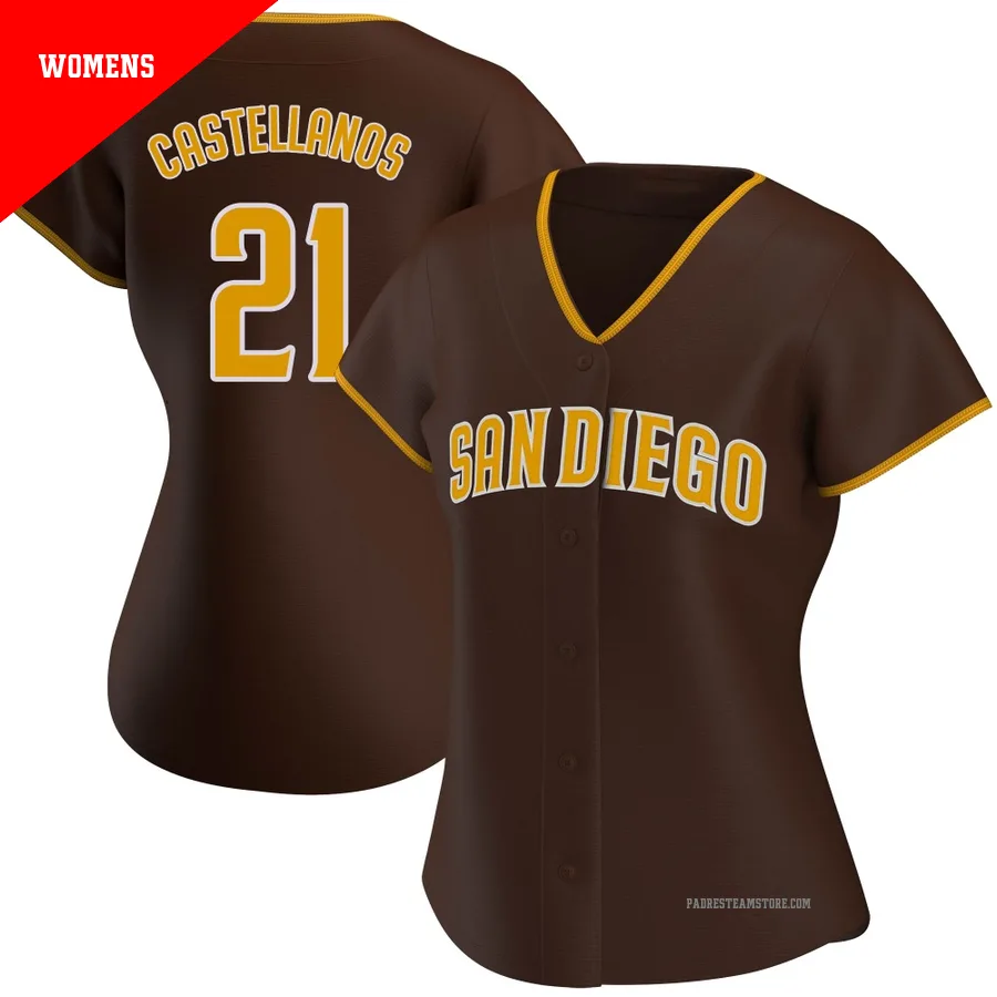 Women's San Diego Padres ＃21 Nick Castellanos Brown Replica Road Jersey