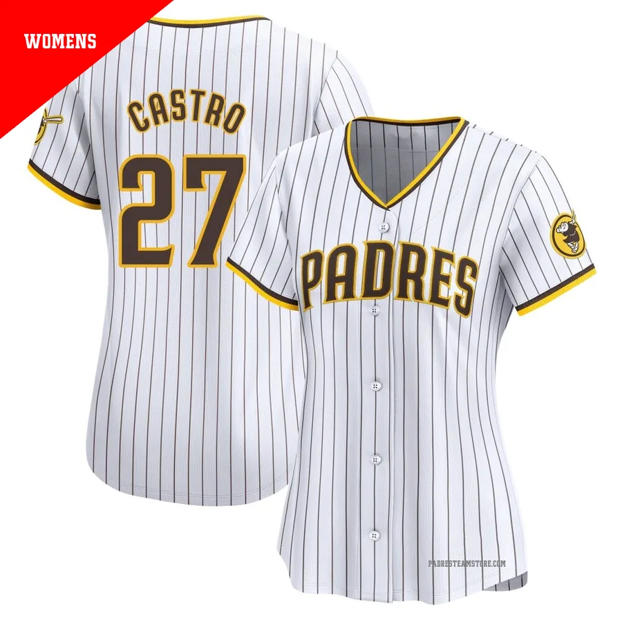 Women's San Diego Padres ＃27 Manuel Castro White Limited Home Jersey