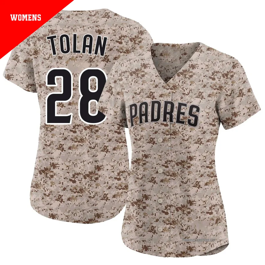 Women's San Diego Padres ＃28 Bobby Tolan Camo Limited 2nd Alternate Jersey
