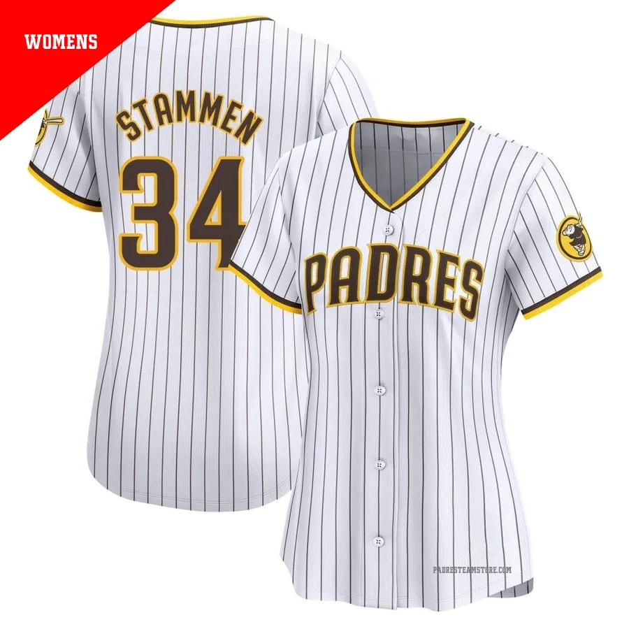 Women's San Diego Padres ＃34 Craig Stammen White Limited Home Jersey