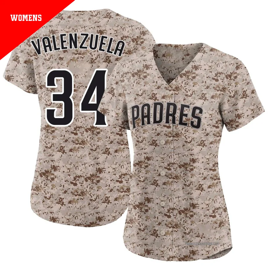 Women's San Diego Padres ＃34 Fernando Valenzuela Camo Limited 2nd Alternate Jersey