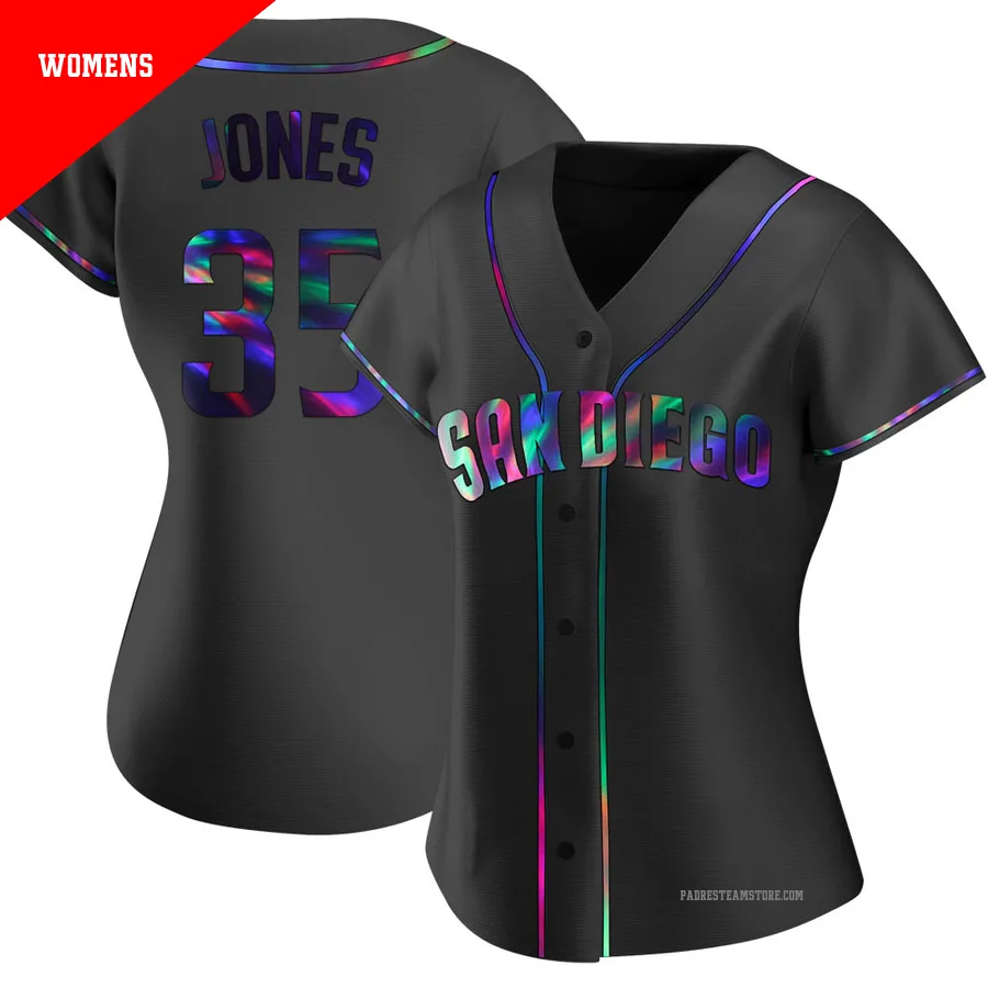Women's San Diego Padres ＃35 Randy Jones Black Replica Holographic Alternate Jersey