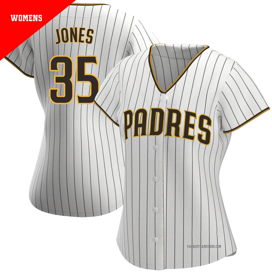 Women's San Diego Padres ＃35 Randy Jones White/Brown Replica Home Jersey