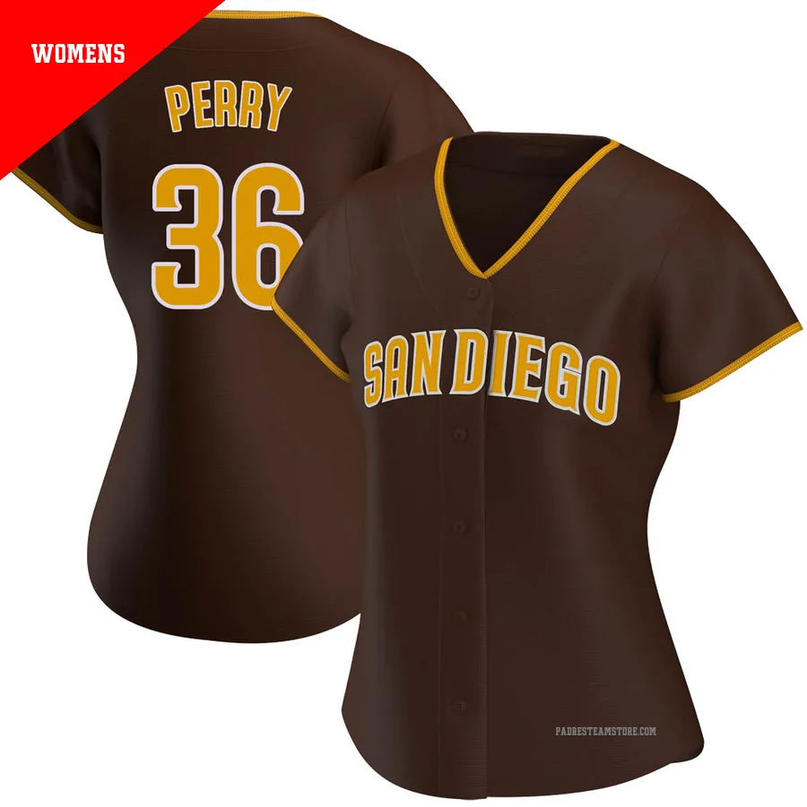 Women's San Diego Padres ＃36 Gaylord Perry Brown Authentic Road Jersey