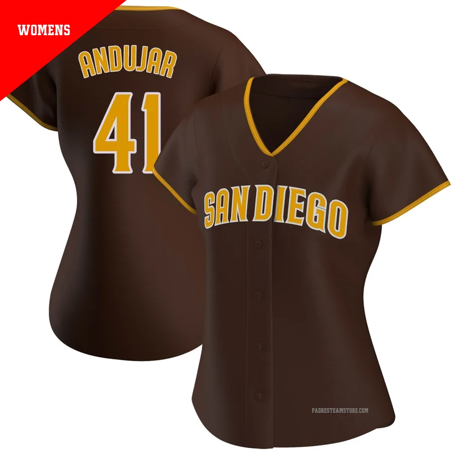 Women's San Diego Padres ＃41 Miguel Andujar Brown Replica Road Jersey