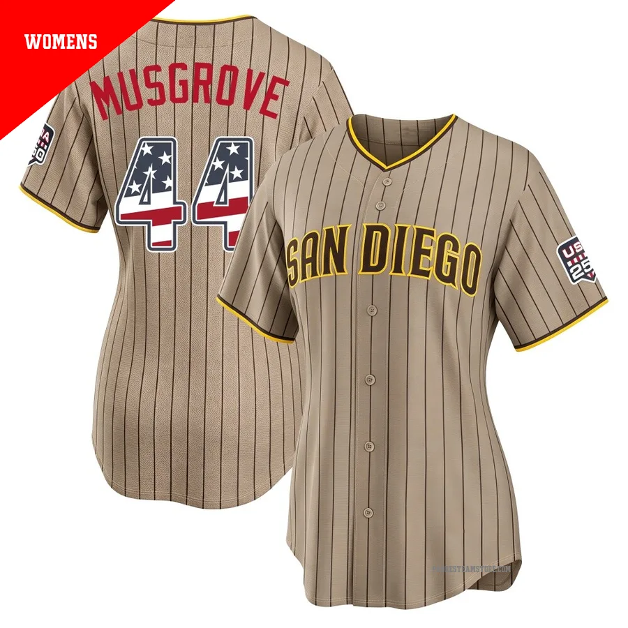Women's San Diego Padres ＃44 Joe Musgrove Limited Sand USA 250 Fourth Of July Alternate Stadium Jersey