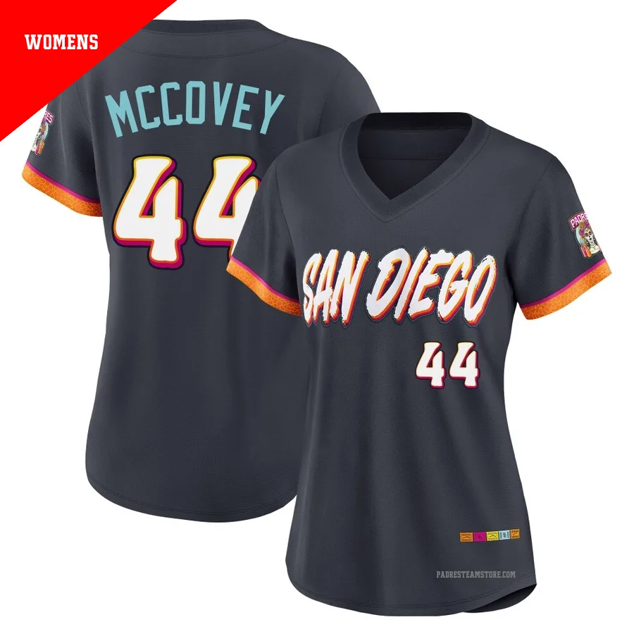 Women's San Diego Padres ＃44 Willie Mccovey Limited Obsidian 2026 City Connect Stadium Jersey