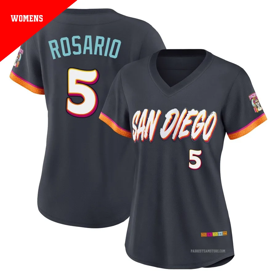 Women's San Diego Padres ＃5 Eguy Rosario Limited Obsidian 2026 City Connect Stadium Jersey